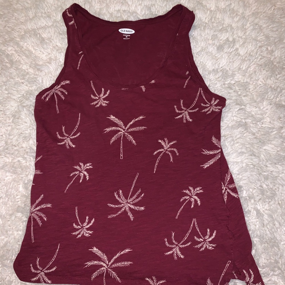 Maroon Palm Tree Tank Top